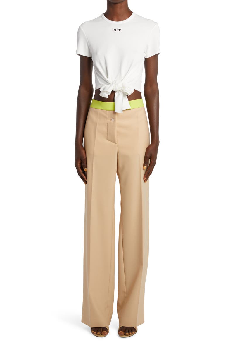 Off-White Off Stamp Ribbed Tie Front T-Shirt, Alternate, color,