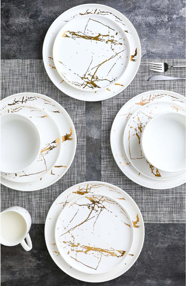 Stone Lain Zora Porcelain 16-Piece Dinnerware Set, Alternate, color, White