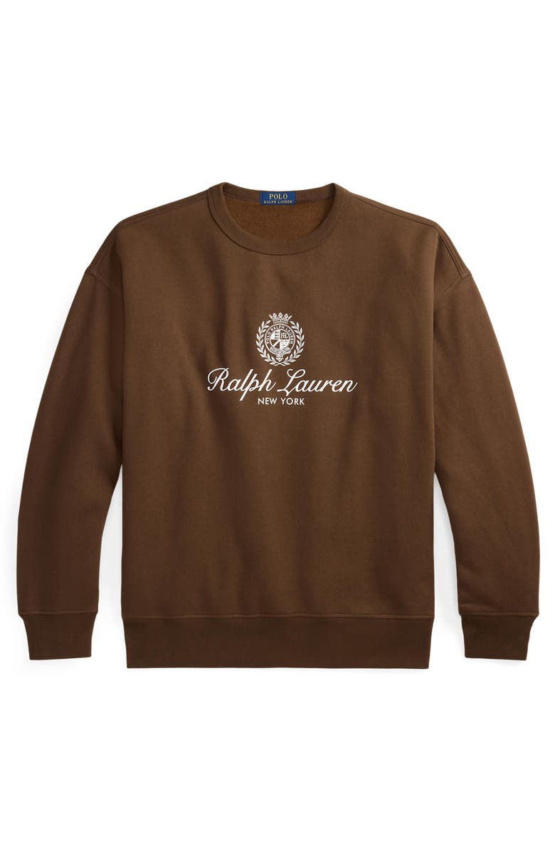Polo Ralph Lauren Relaxed Fit Fleece Graphic Sweatshirt, Alternate, color, Branch Brown