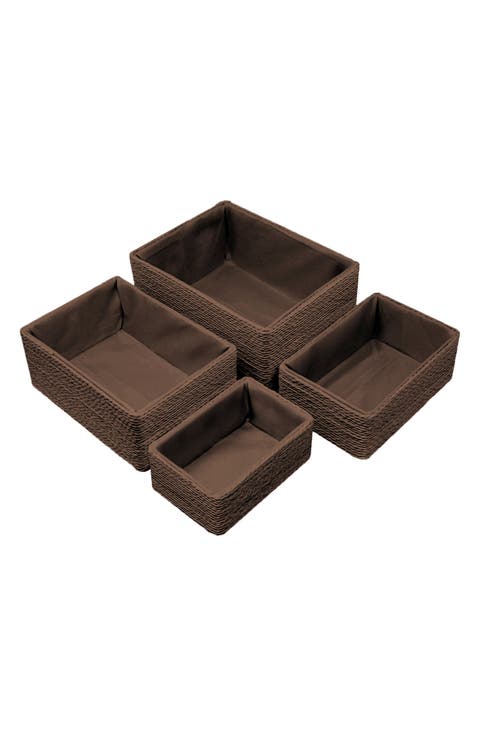 Set of 4 Woven Rope Baskets