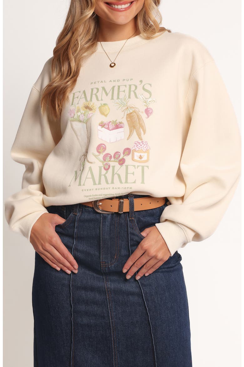 Farmer's Market Graphic Sweatshirt, Main, color, CREAM