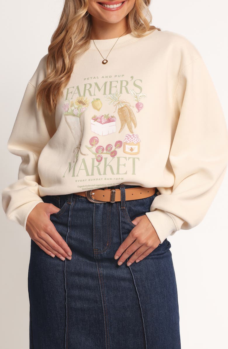 Petal & Pup Farmer's Market Graphic Sweatshirt, Main, color, Cream