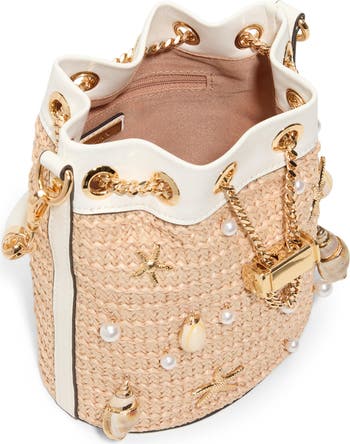 【追跡あり!】Sirenax Raffia Drawstring シェル バケットバッグ ALDO Sirenax Woven Raffia Bucket Bag | Nordstrom