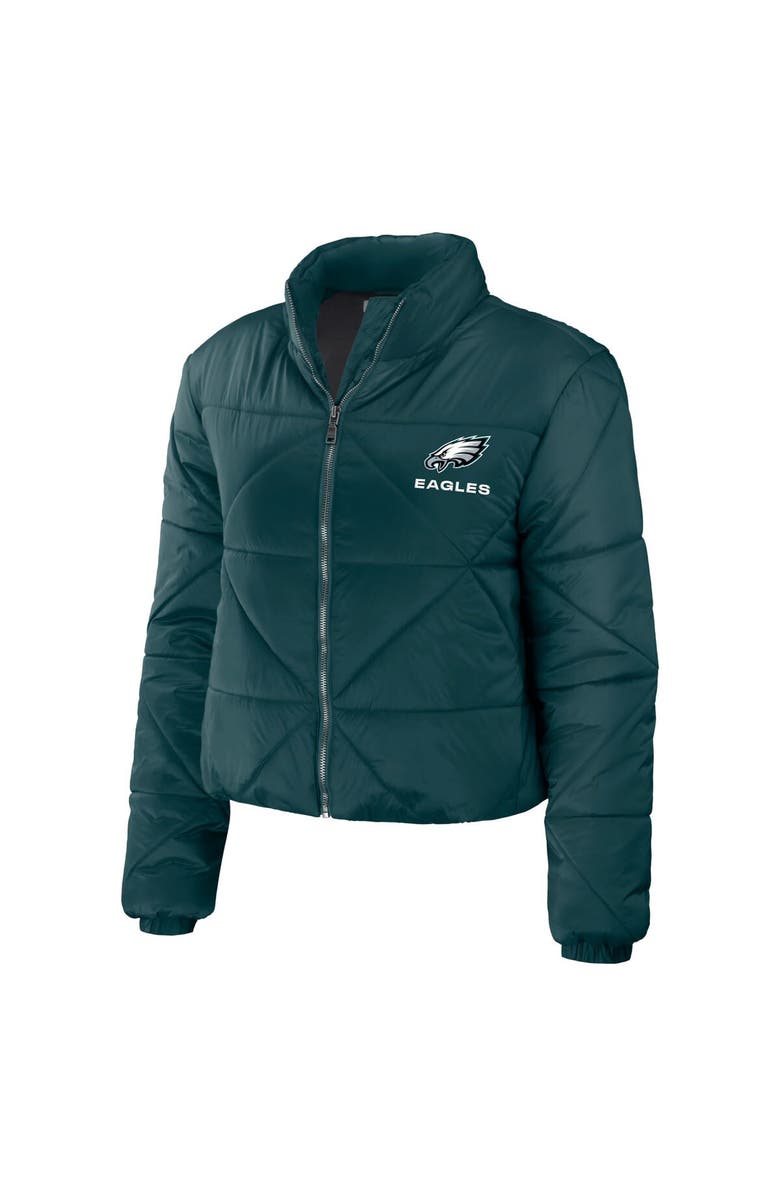WEAR by Erin Andrews Women's WEAR by Erin Andrews Midnight Green Philadelphia Eagles Cropped Puffer Full-Zip Jacket, Alternate, color, 