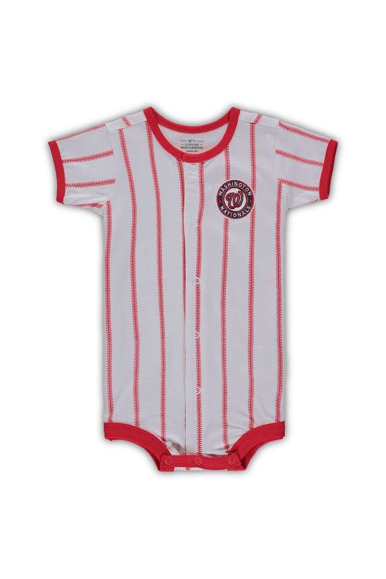 Infant White Washington Nationals Pinstripe Power Hitter Coverall, Main, color, White