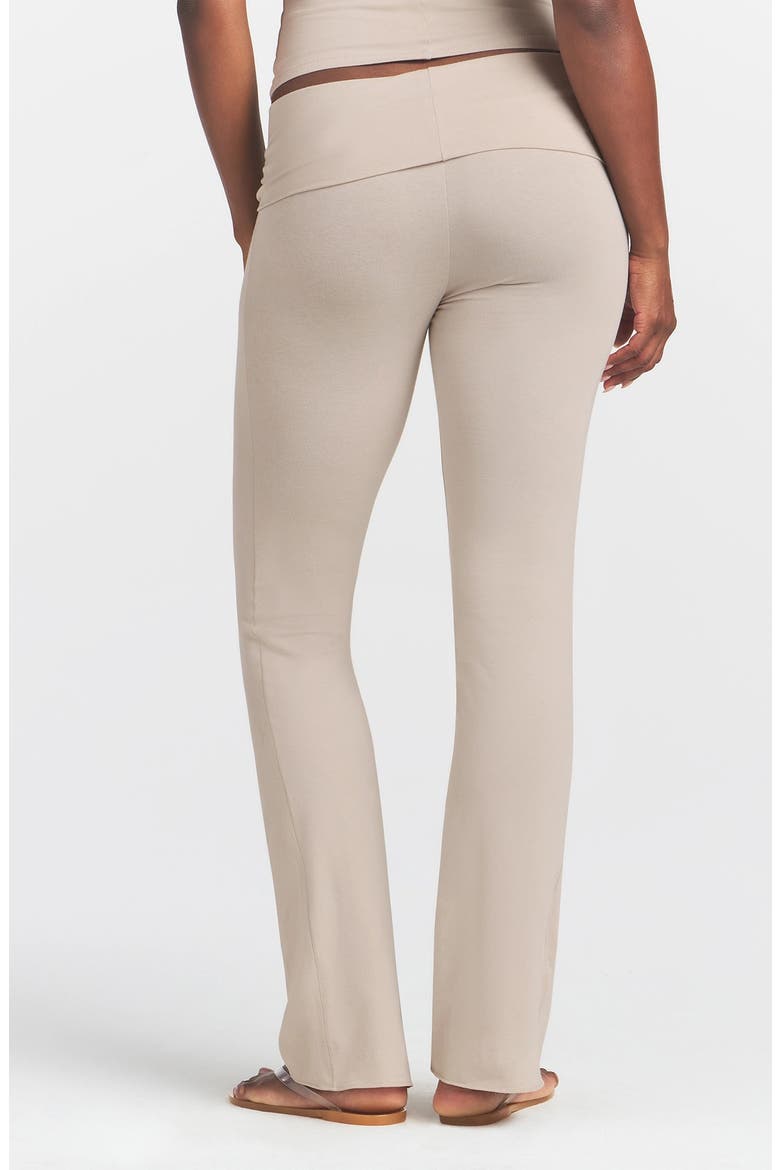 Stretch Cotton Jersey Foldover Pants, Alternate, color, STONE