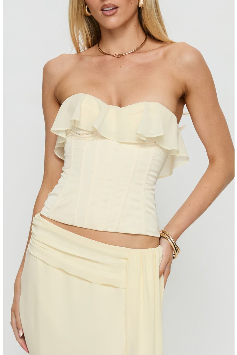 Holliann Ruffle Strapless Top, Main, color, BUTTER