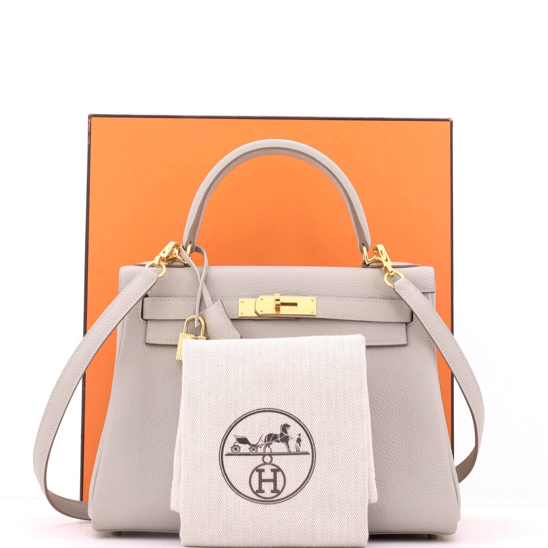 Pre-Owned Hermes Kelly Handbag Grey Togo with Gold Hardware 28, Alternate, color, Gris Perle