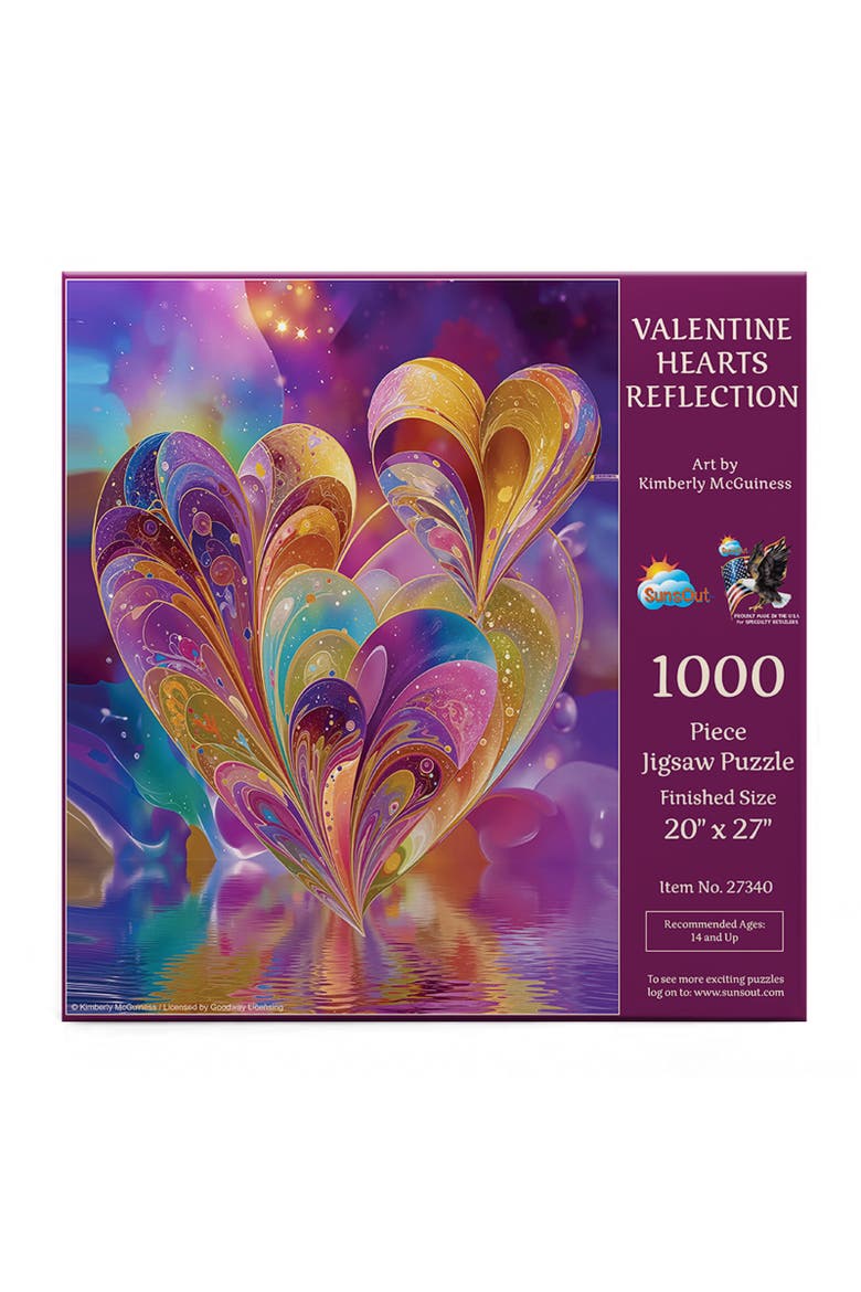 Valentine Hearts Reflection 1000, Alternate, color, Multicolor
