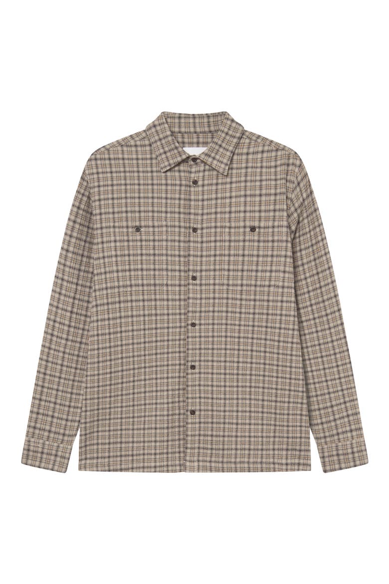 John Check Stretch Organic Cotton Blend Shirt, Alternate, color, DARK SAND