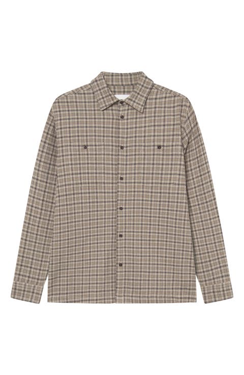 John Check Stretch Organic Cotton Blend Shirt