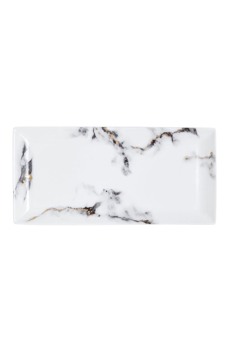 Prouna Marble Venice Fog 13 Inch Sandwich/ Cake Tray, Main, color, White