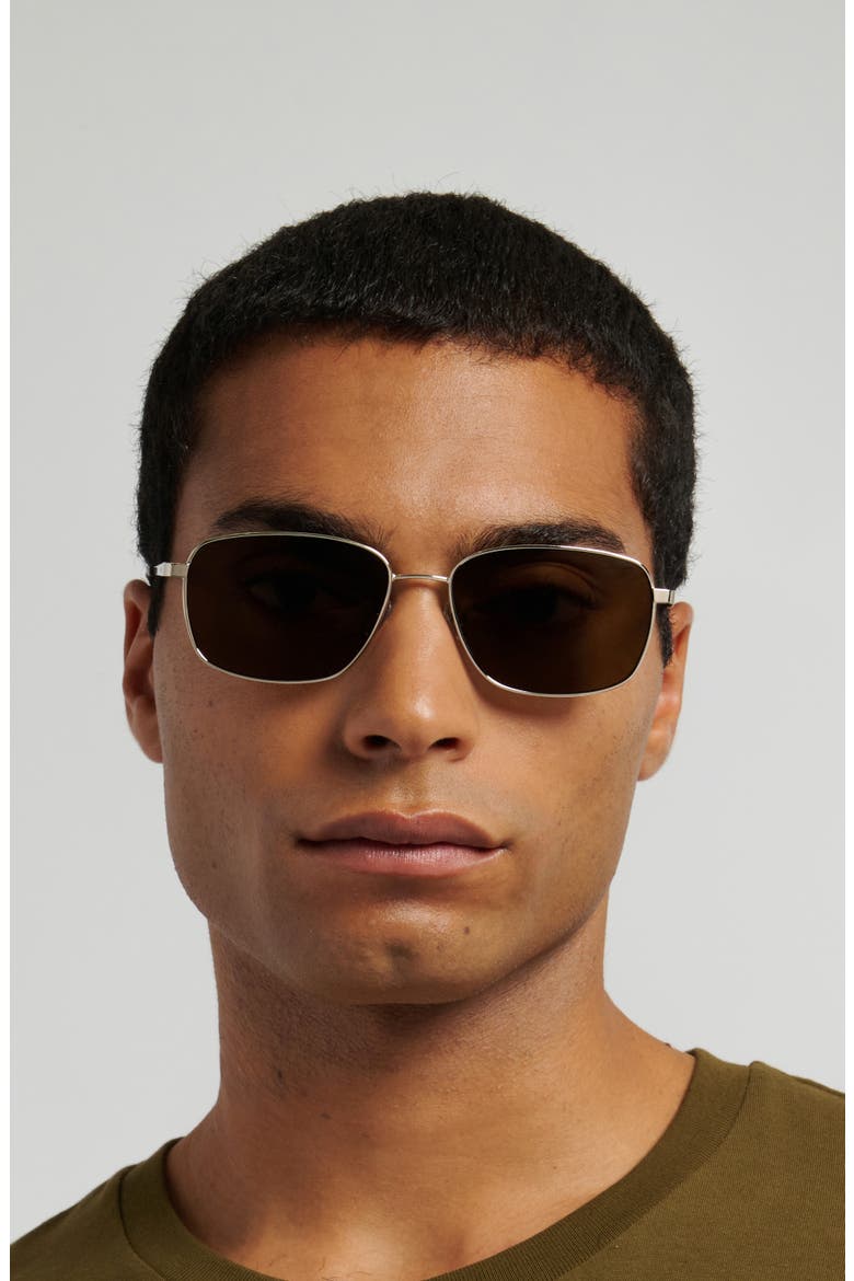 58mm Rectangular Sunglasses, Alternate, color, LIGHT GOLD/ GREEN