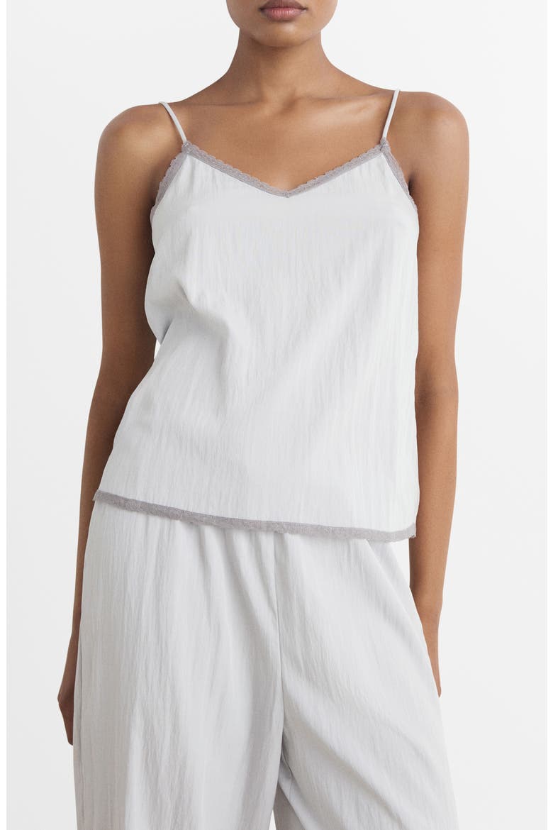 Lace Trim Pajama Top, Main, color, LIGHT/ PASTEL GREY