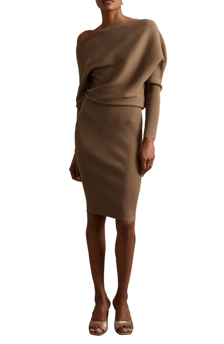 Reiss Lara One-Shoulder Long Sleeve Sweater Dress, Main, color, 