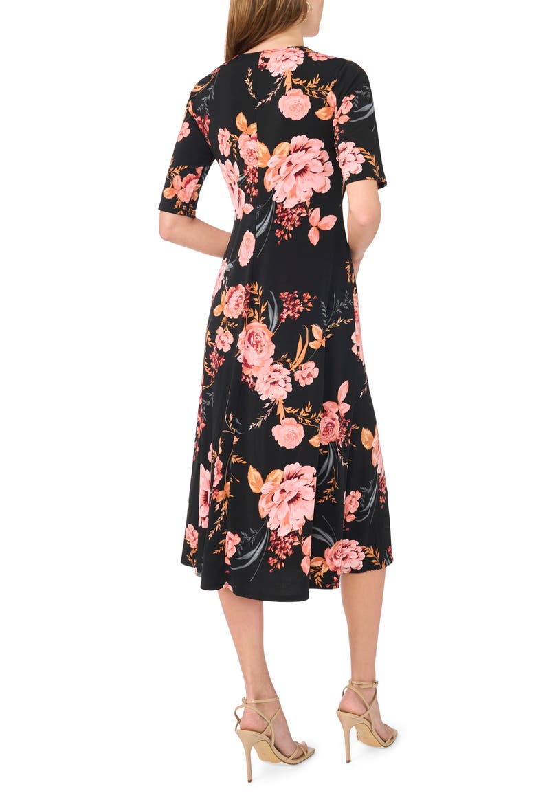 V-Neck Faux Wrap Midi Dress, Alternate, color, CANDLELIGHT PEACH
