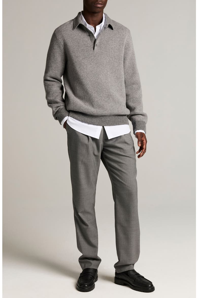 Herringbone Wool & Cashmere Sweater Polo, Alternate, color, MED H GREY/H GREY
