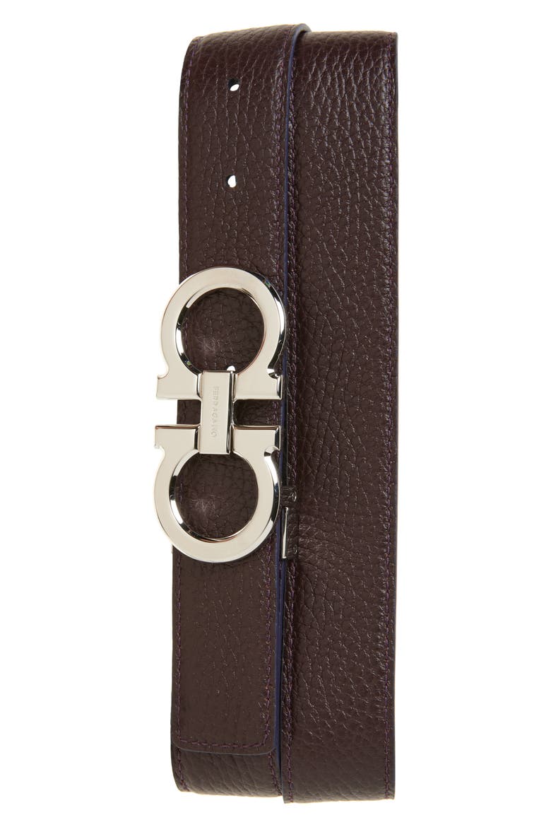 Reversible Double Gancio Leather Belt, Alternate, color, MIDNIGHT OXBLOOD