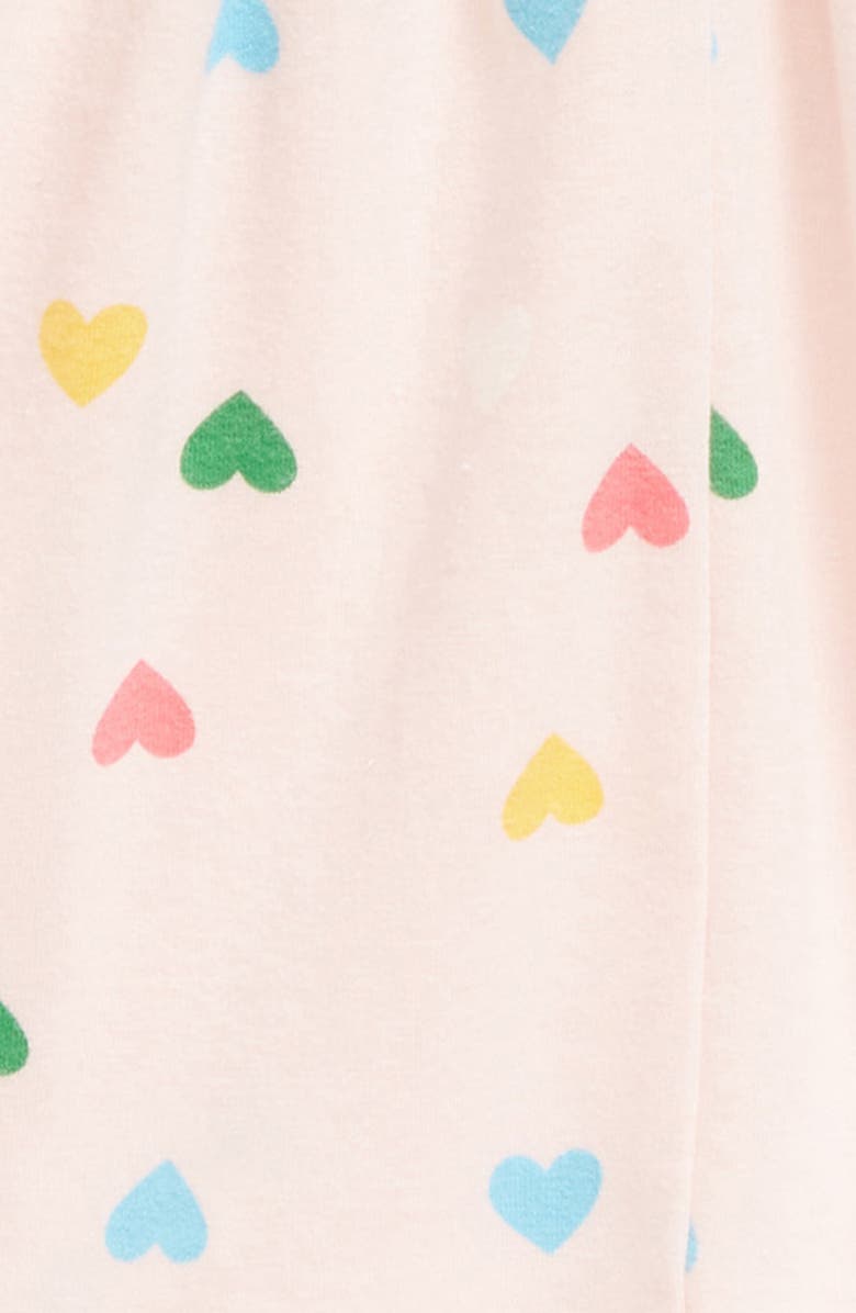 Tucker + Tate Heart Print Shoulder Ruffle Long Sleeve Cotton Blend Dress, Alternate, color, Pink English Happy Hearts