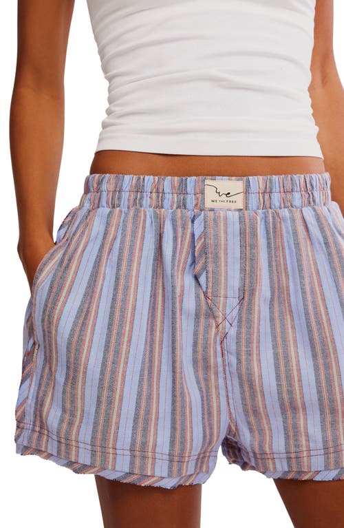 Free People Day To Day Flannel Boxer Pajama Shorts In Blue