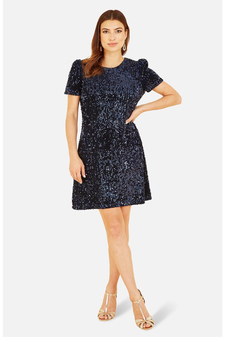 Sequin Tunic Mini Dress, Main, color, Navy
