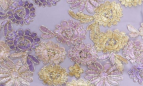 Nina Leonard Embroidered Lace Sheath Dress In Lavender Multi