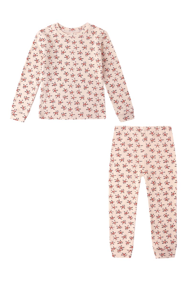 Kids' Fitted Cotton Pajama Set, Main, color, HOLLY BERRY