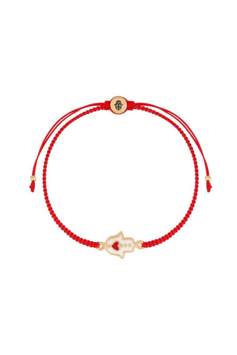 Red String Hamsa Heart Charm Adjustable Women's Bracelet - Expression of Love, Main, color, Red, gold, white