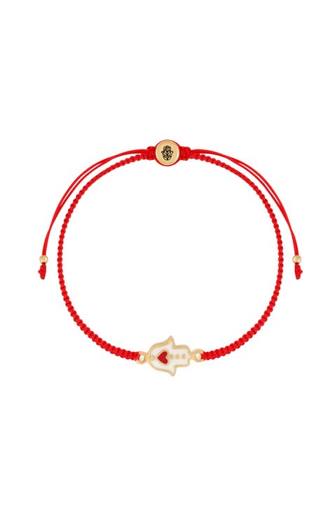 Red String Hamsa Heart Charm Adjustable Bracelet Expression of Love