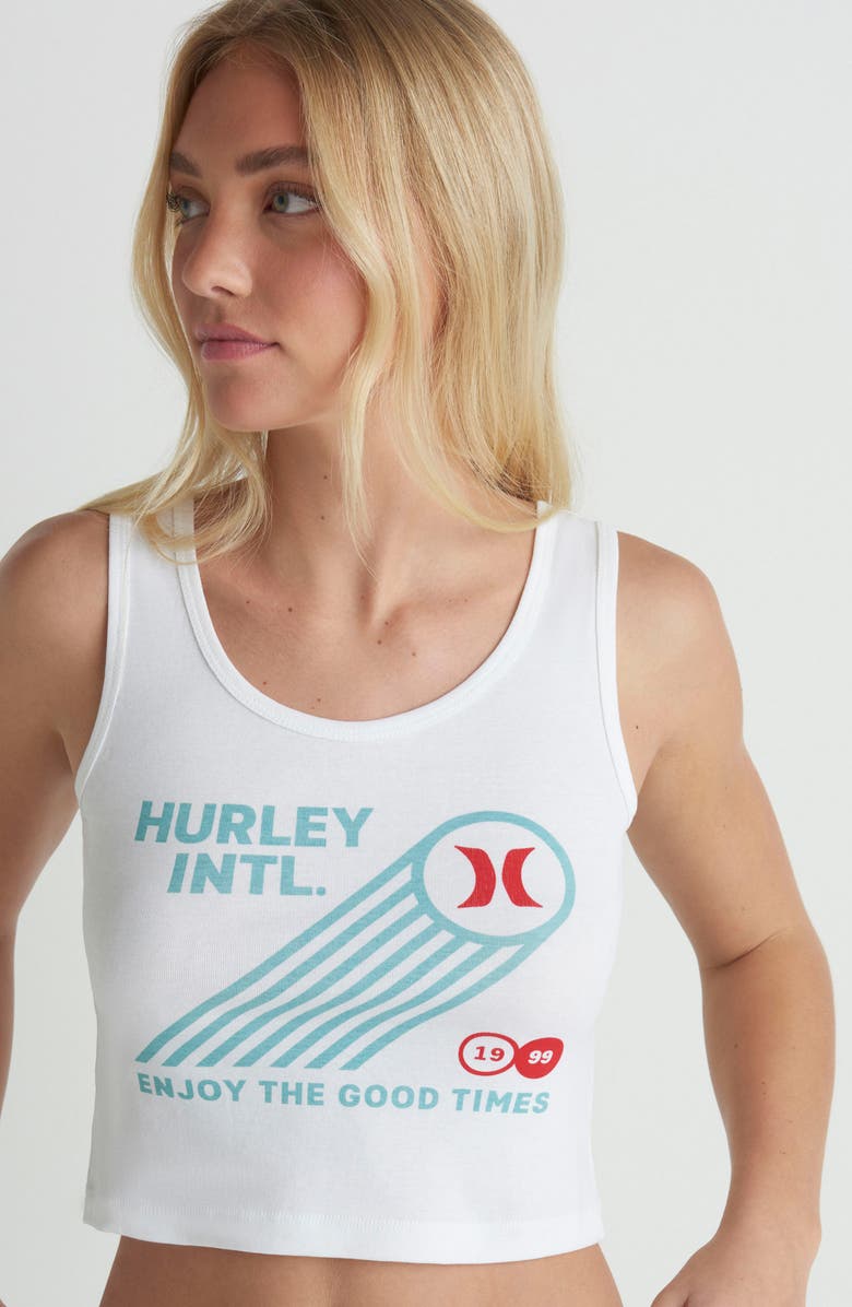Hurley Championship Scoop Crop Tank, Alternate, color, White