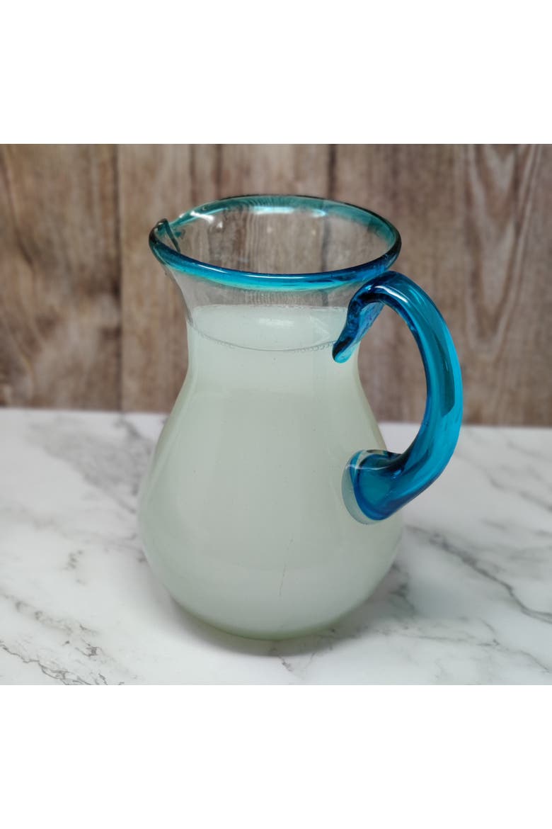 Rim & Handle Glass Pitcher, Alternate, color, Aqua