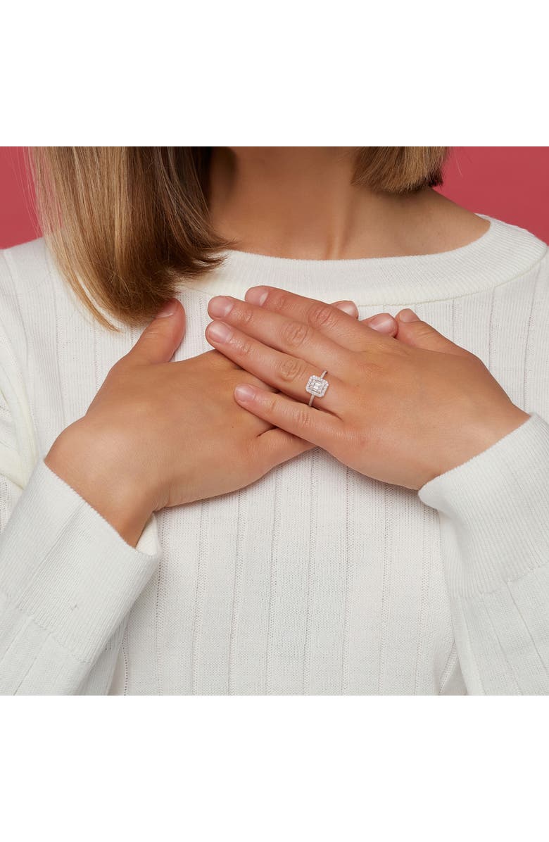 Julianna B. Diamond Baguette Halo Ring 14k, Alternate, color, 14K White Gold