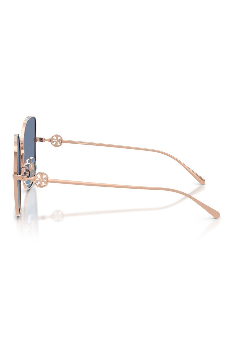 60mm Oversize Butterfly Sunglasses, Alternate, color, ROSE GOLD / SHARP TINTED BLUE