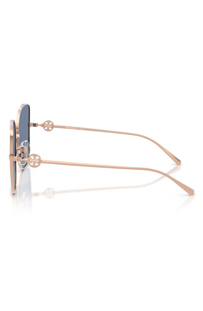 Tory Burch 60mm Oversize Butterfly Sunglasses, Alternate, color, Rose Gold / Sharp Tinted Blue