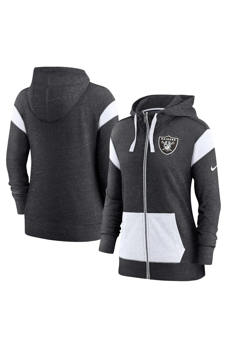 Nike Women's Nike Heather Black/White Las Vegas Raiders Plus Size Monaco Full-Zip Lightweight Hoodie, Main, color, Heather Black