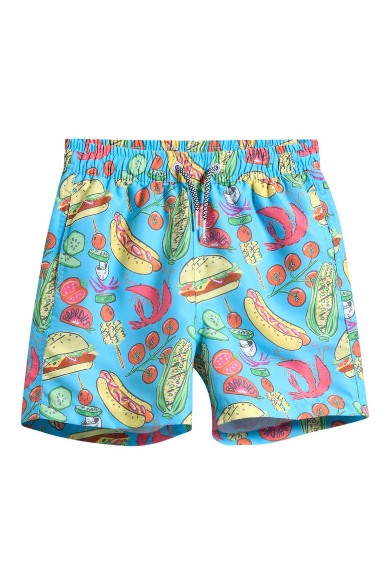 Kids' Cookout Graphic Swim Trunks, Main, color, BLUE