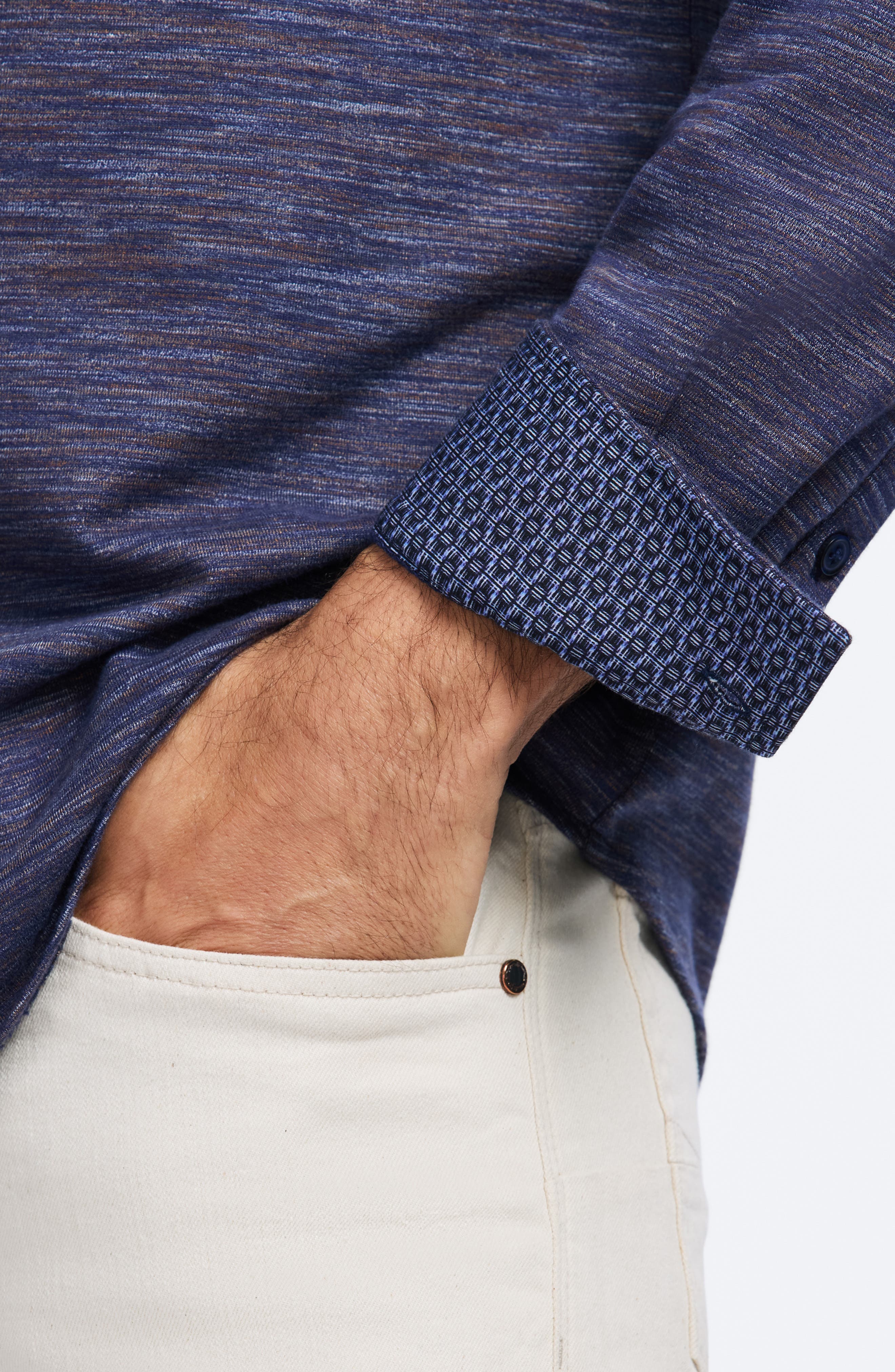 Storrs Space Dye Knit Cotton Blend Button-Up Shirt - image 2