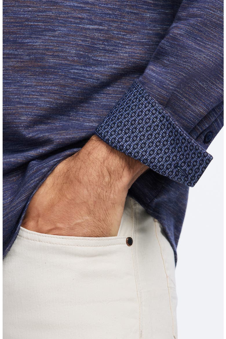 Storrs Space Dye Knit Cotton Blend Button-Up Shirt, Alternate, color, NAVY