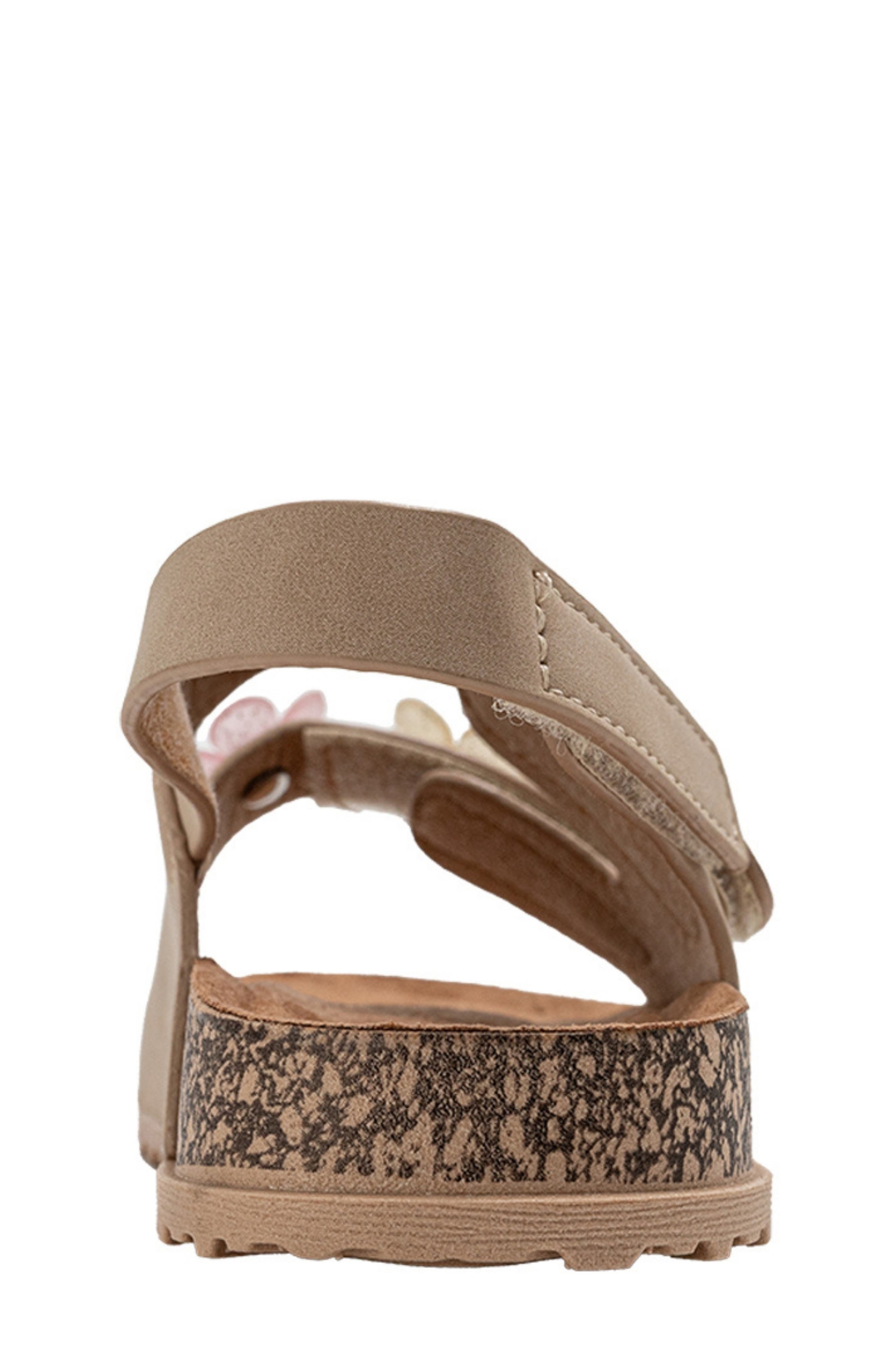 bebe Kids' Blossom Footbed Sandal, Alternate, color, Tan