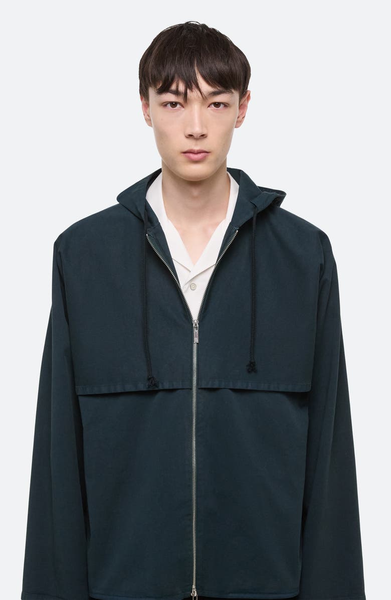 Helmut Lang Hooded Stretch Cotton Jacket, Alternate, color, Pine - F1s