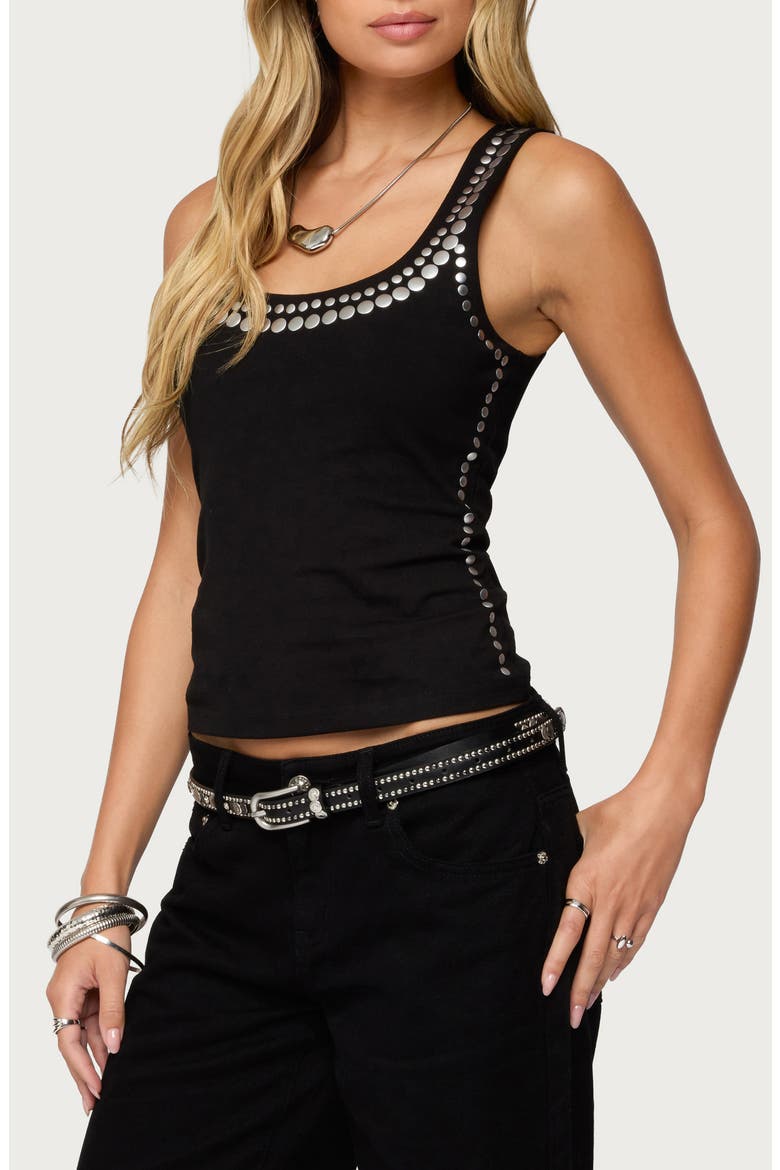 Studded Tank Top, Alternate, color, BLACK