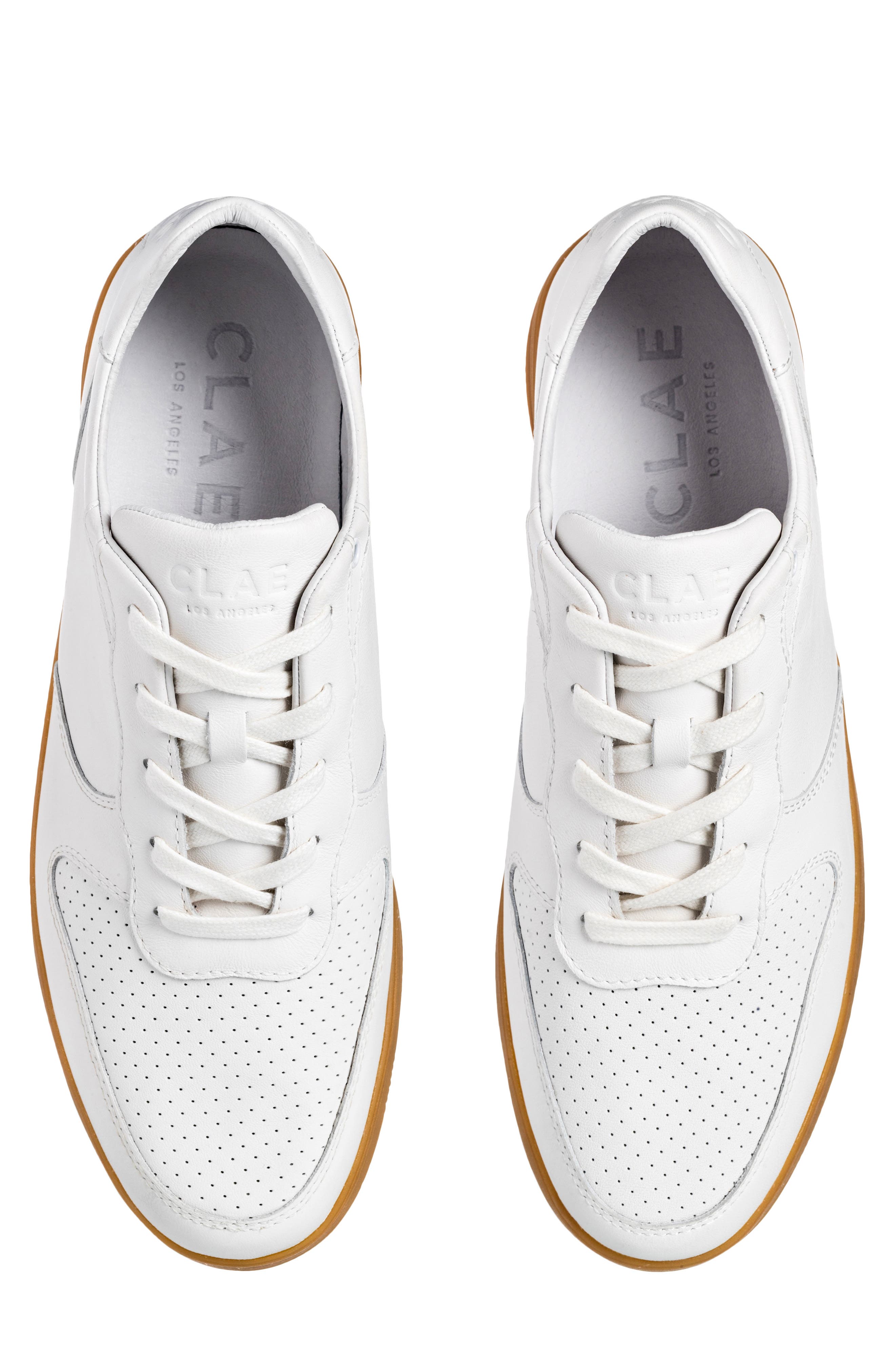 CLAE Malone Leather Sneaker, Alternate, color, White Leather Light Gum