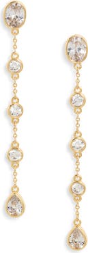 Nordstrom Bezel Cubic Zirconia Linear Drop Earrings