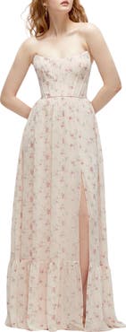 Dessy Collection Strapless Corset Chiffon Gown
