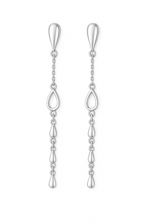 Petal Station Drop Earrings In 925 Sterling Silver