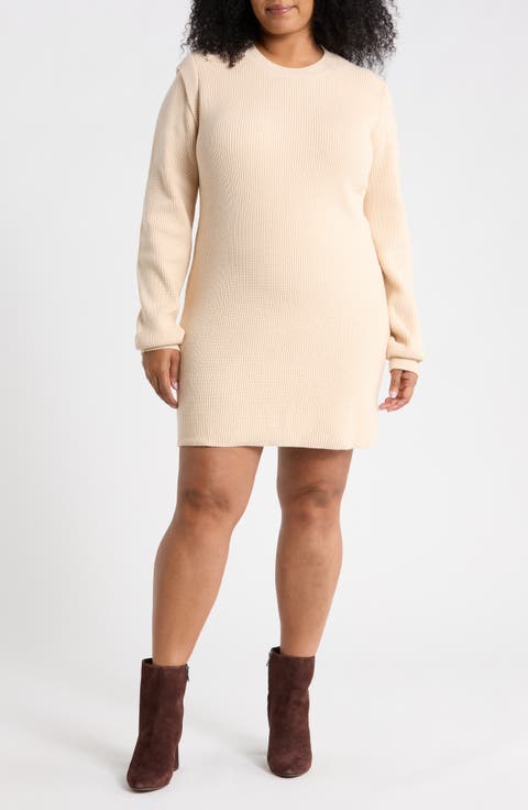 Journee Padded Shoulder Sweater Dress