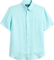 Polo Ralph Lauren Classic Fit Linen Short Slleeve Button-Down Shirt