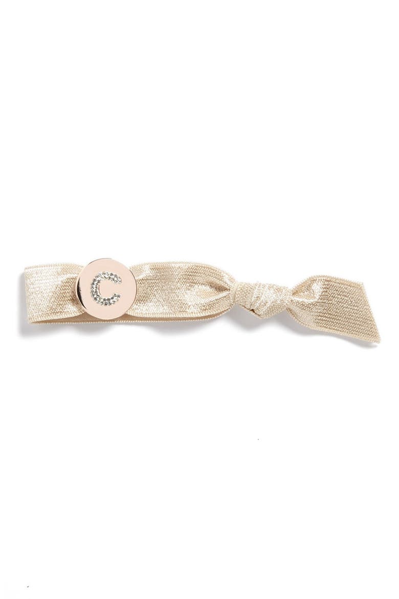 'Initials' Hair Tie, Main, color, CHAMPAGNE PEARL C