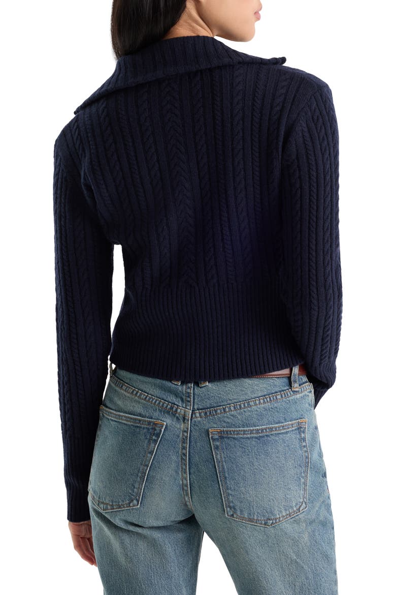 The Cable Zip Up Cardigan, Alternate, color, NEW NAVY002