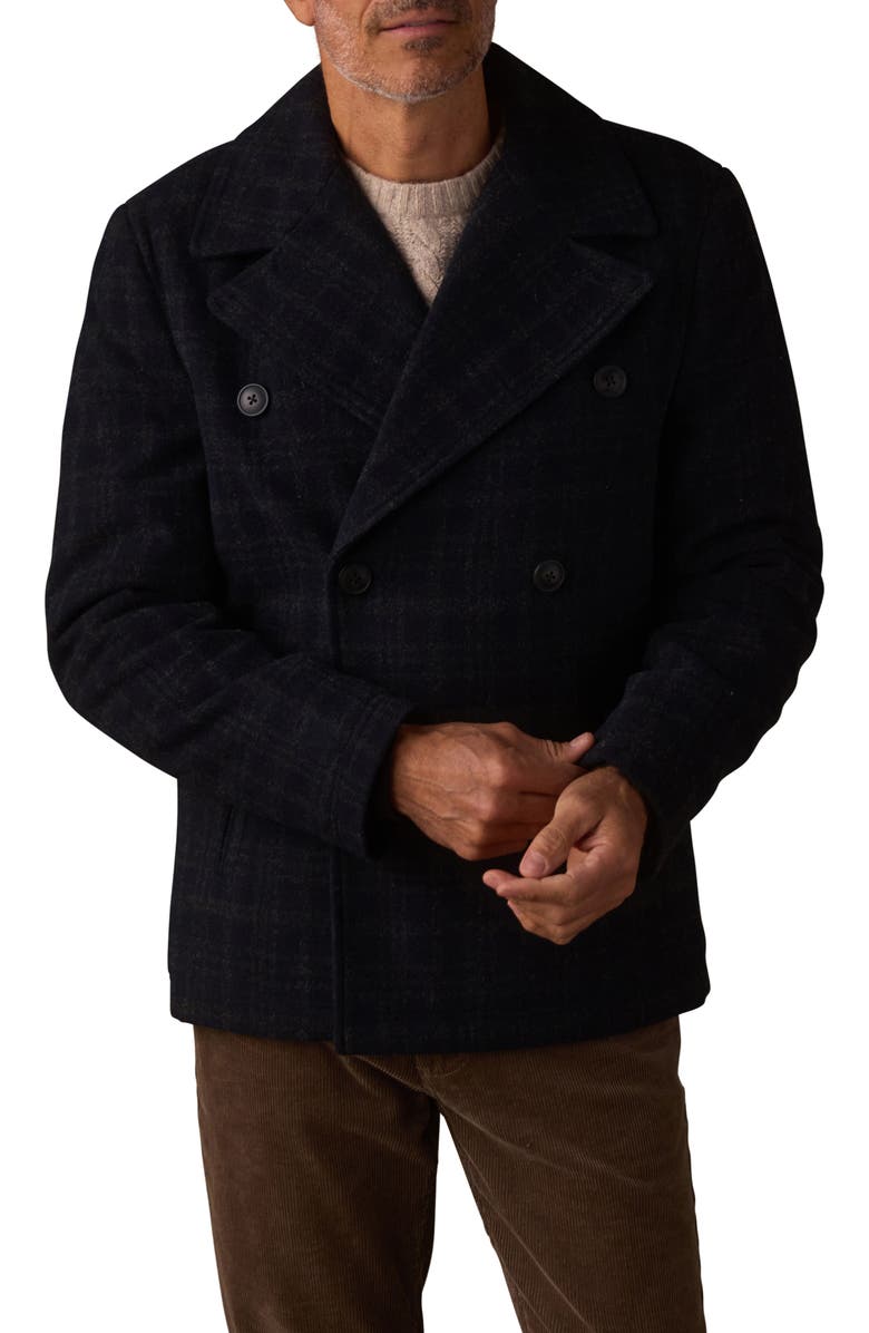 The Normal Brand Lan Windowpane Plaid Peacoat, Main, color, Navy Plaid